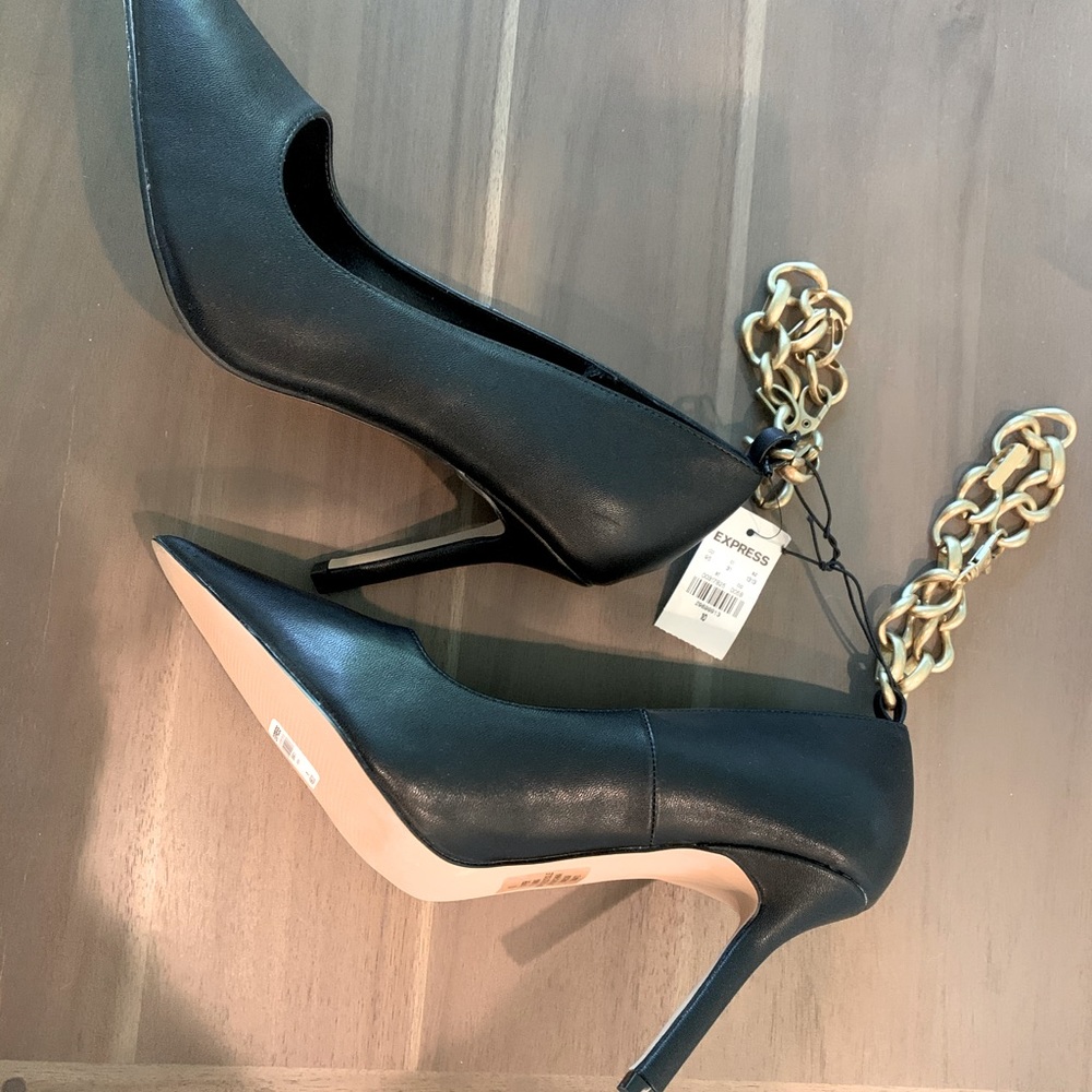 Express chain black pumps size 10 new - Picture 3 of 6